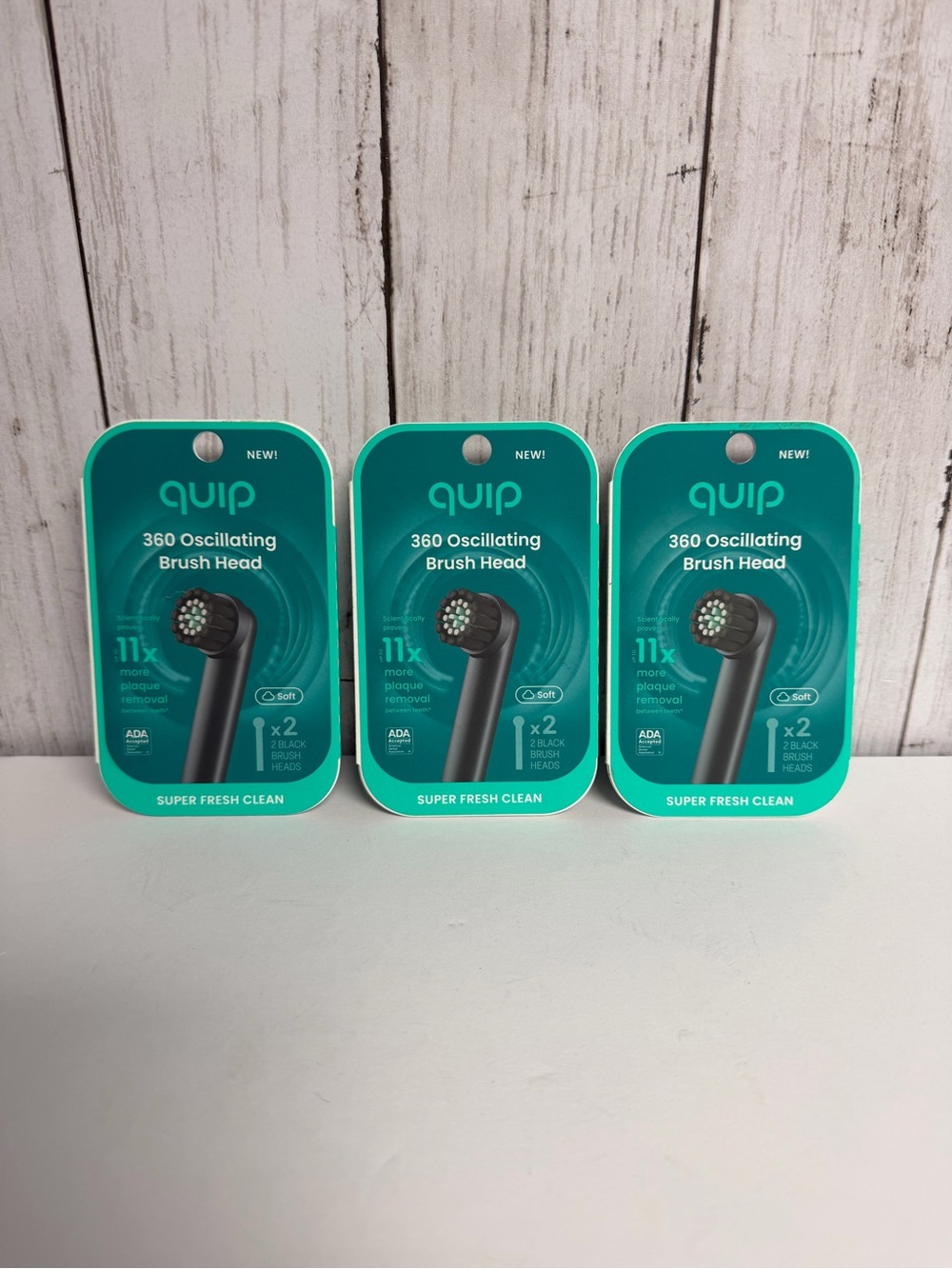Quip 360 Oscillating Soft Brush Head Refills Lot of 3 (6 Total Heads) Black NIB